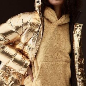 Aritzia TNA Super Puff Metallic Gold XXS